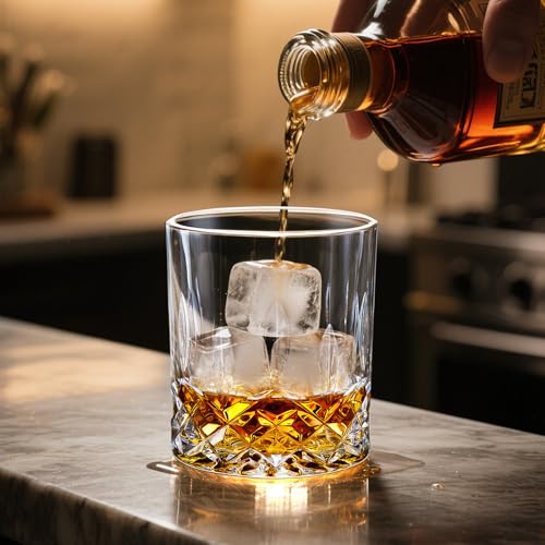Bendbo Whiskey Glasses Set of 8, 10 oz Crystal Old Fashioned Glasses, Perfect for Bourbon, Scotch, Vodka, Gift for Men, Women, Dad, Father