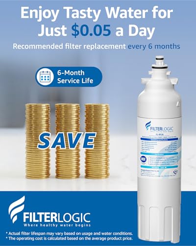 Filterlogic ADQ73613401 Refrigerator Water Filter, Replacement for LG® LT800P®, LT800PC, ADQ736134, ADQ73613402, LSXS26326S, LSXS26366S, LMXS30776S, LSXS26366D, LMXC23746S, 46-9490, 469490, Pack of 3