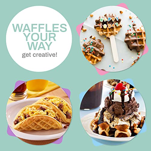 Elite Gourmet EWM013M# Electric Nonstick Mini Waffle Maker with 5-inch cooking surface, Belgian Waffles, Compact Design, Hash Browns, Keto, Snacks, Sandwich, Eggs, Easy to Clean, Blue