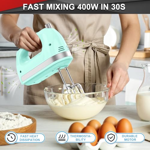 Lord Eagle Hand Mixer Electric Handheld 400W,5-Speed Lightweight, Green