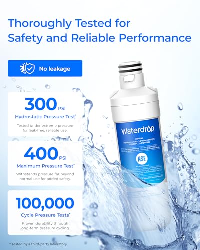 Waterdrop ADQ747935 LT1000PC Replacement for LG® LT1000P®/PC/PCS ThinQ® Refrigerator Water Filter, LFXS26973S, LMXS28626S, LMWS27626S, LFXS28596S, ADQ74793501 and LT120F® Air Filter, 3 Combo