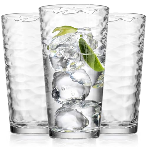 Glaver's Drinking Glasses Set of 10 Highball Glass Cups, 17 Oz Cooler Glassware. Home and Bar Everyday Basic Drinkware Elegant Kitchen Glasses for Water, Juice, Cocktails, Iced Tea.