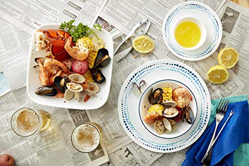 Corelle Vitrelle 18-Piece Service for 6 Dinnerware Set Triple Layer Glass and Chip Resistant, Lightweight Round Plates and Bowls Set, Ocean Blue