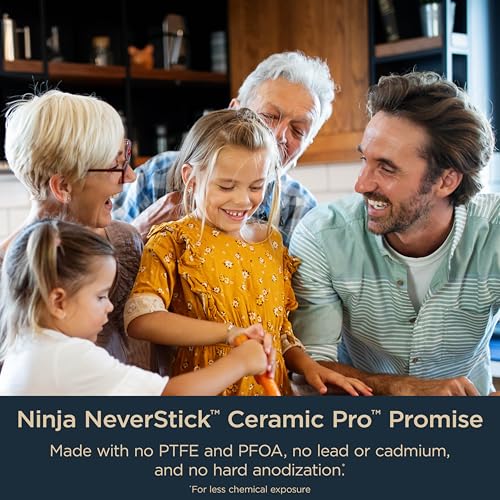 Ninja Ceramic Pro 10.25" Fry Pan, NonStick Pan, Nontoxic, PTFE Free, Ceramic Coated, Stainless Steel Handle, Stove & Oven Safe to 550°F, All Stovetops & Induction Compatible, Midnight Blue, CW30026MM