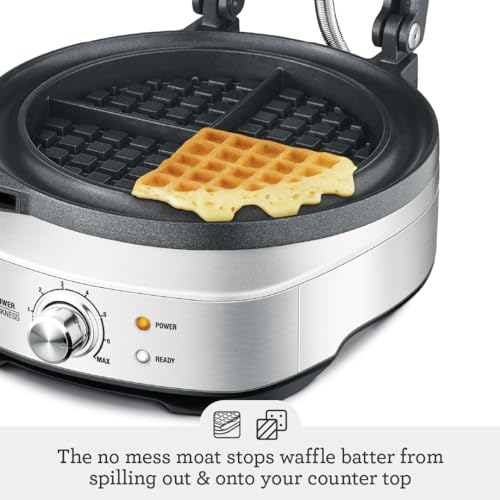 Breville BWM520XL No-Mess Classic Round Waffle Maker, Brushed Stainless Steel