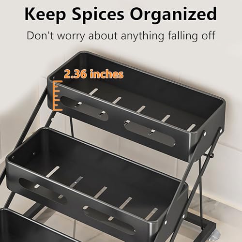 Ceetug 3 Tier Foldable Spice Rack, Black