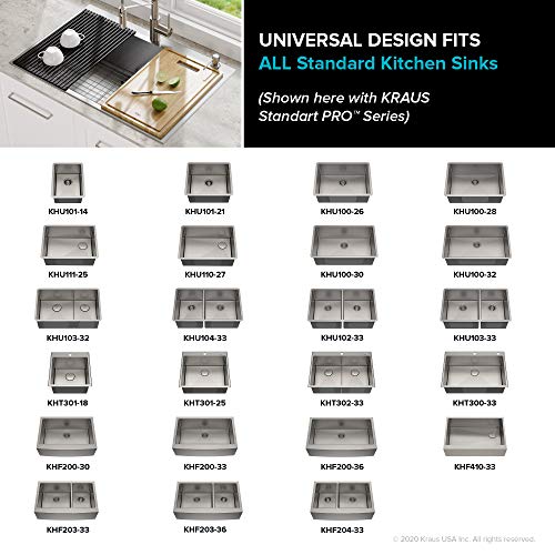 Kraus Multipurpose Over-Sink Roll-Up Dish Drying Rack, Colander and Trivet in Dark Grey, KRM-10DG