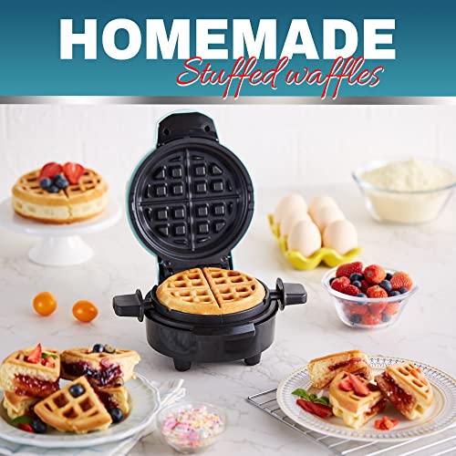 Elite Gourmet EWM380M Nonstick Fluffy Stuffed Waffle Maker, 1.5-Inch Jumbo Thick Waffles, Hash Browns, Keto, Snacks, Sandwich, Eggs, Easy to Clean, Mint