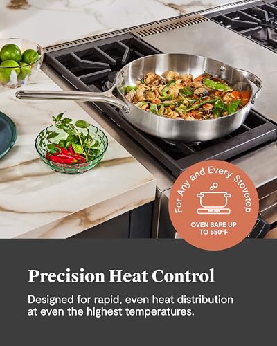 Caraway Stainless Steel 4-Piece Fry Pan Set - 5-Ply Frying Pans (8" & 10.5”) & Saute Pan - Non-Toxic, PTFE & PFOA Free - Oven Safe & Stovetop Agnostic