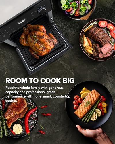 Nuwave 2026 Air Fryer Oven & Grill Comb, Plug-in Powered Grill Plate for True Char Flavor & Marks, 2-Layer Glass Door, Cooler Exterior, 150 Presets, Temp Probe, 500°F, Stainless Steel, 700/1500/1800W
