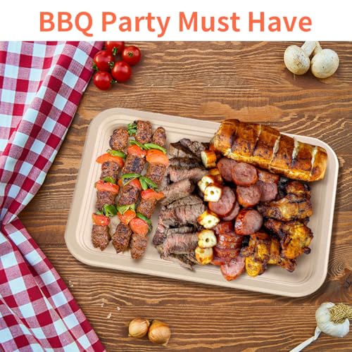 bloomoon 50 Pack 14 Inch Disposable Food Trays, Large Paper Plates 14 inch Crawfish Trays BBQ Plates Disposable Platters Trays for Party, Seafood Boil Party Supplies