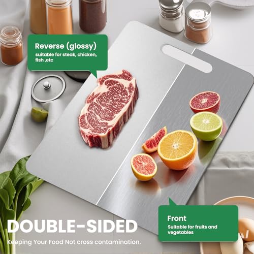 3 Pack, 100% Pure Titanium Cutting Board - Non-Slip Kitchen Chopping Board, Dishwasher Safe, Scratch Resistant, Easy to Clean, Durable & Hygienic for Meat, Vegetables, and Fruits (M+L+XL）