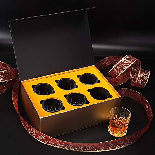 KANARS Whiskey Glasses Set of 6 with Elegant Gift Box,10 Oz Premium Old Fashioned Crystal Glass Tumbler for Liquor, Scotch, Cocktail or Bourbon Drinking, Gifts for Birthday Thanksgiving Father's Day