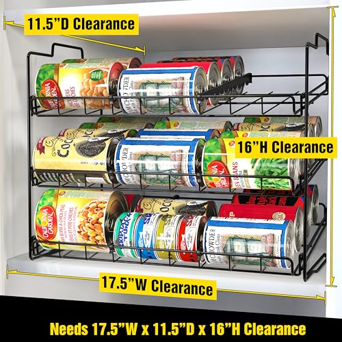 Deco Brothers Stackable Can Rack Organizer for Kitchen and Pantry, 3 Tier, Black