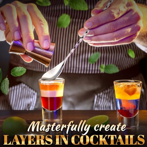 4 Pcs Bar Spoon Cocktail Mixing – 12'' Long Stainless Steel Cocktail Stirrers with Polished Surface – Home Bars, Coffee & Dirty Soda Bar Supplies, Practical Gift for Drink Mixing Lovers | Sugar Spoon