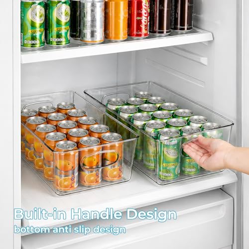 UFORU 10 Pack Clear Pantry Organizers and Storage, Stackable Plastic Storage Bins with Handles, Clear Storage Bins for Kitchen, Fridge, Freezer, Cabinet and Containers for Pantry Organization
