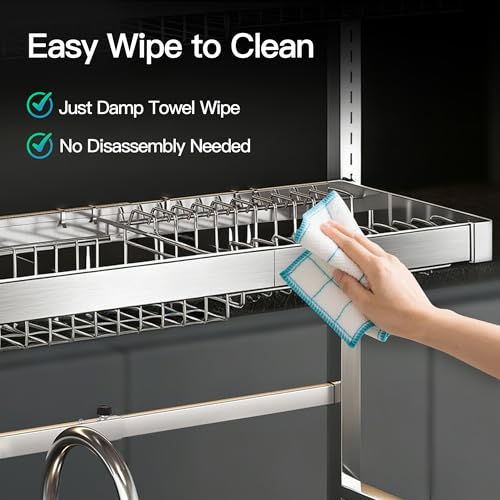 MAJALiS 3 Tier Extra Large Stainless Steel Over The Sink Dish Drying Rack