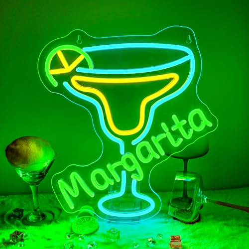 DREAMFORT Margarita Neon Sign Tropical Light LED Wall Decor for Bars, Kitchen & Party Spaces Festive Cocktail Glass Design