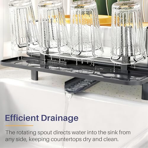 SNTD 304 Stainless Steel Dish Drying Rack for Small Kitchen Counter, Grey