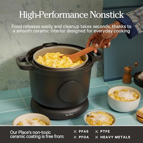 Our Place Dream Cooker | 6 Qt Ceramic Nonstick Multicooker & Pressure Cooker with Touchscreen Controls & Auto Steam Release | 4 Modes: Pressure Cook, Sauté/Sear, Slow Cook & Warm | Steam