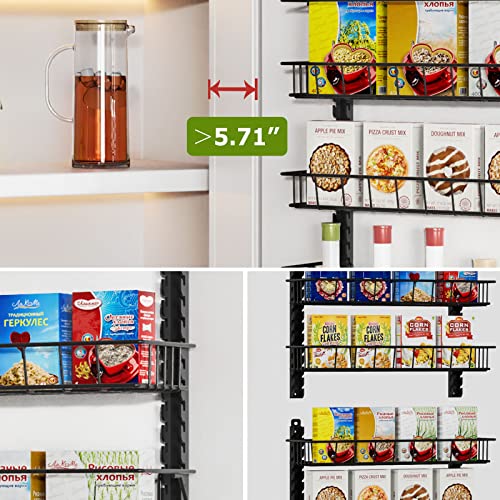 Churboro Over the Door Pantry Organizer Rack with 9 Adjustable Baskets, 9 Tiers Dual-use Hanging or Wall Mount Spice Rack Organizer, Black