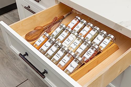 Orii 18 Jar Bamboo Compact Spice Rack with Spices Included & 5-Year Free Spice Refill Program for Countertop or Kitchen Drawer with Glass Jars