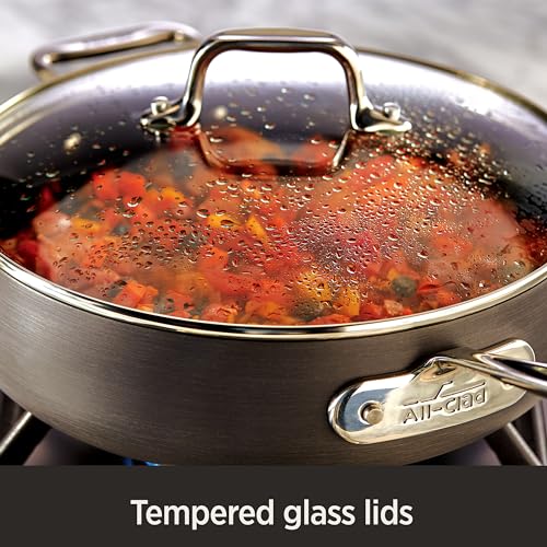 All-Clad HA1 Hard Anodized Nonstick Sauté Pan 4 Quart Induction Oven Broiler Safe 500F Pots and Pans, Cookware Black