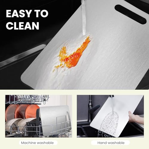 Titanium Cutting Board Set of 3, 100% Pure Titanium Food Grade Kitchen Chopping Board, Double-Sided Non-Toxic Easy to Clean & Dishwasher Safe, for Meats, Fruits and Vegetables (M+L+XL)