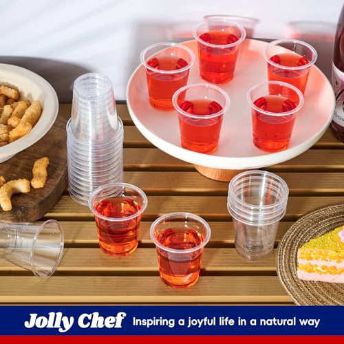 JOLLY CHEF 900 Pack 2 oz Plastic Shot Glasses, Clear Disposable Cups, Plastic Shot Cups Disposable for Jelly Shots, Wine Tasting, Food Samples,Thanksgiving Party, Wedding, Christmas
