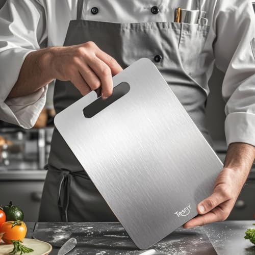 Titanium Cutting Board Set of 3, 100% Pure Titanium Food Grade Kitchen Chopping Board, Double-Sided Non-Toxic Easy to Clean & Dishwasher Safe, for Meats, Fruits and Vegetables (M+L+XL)