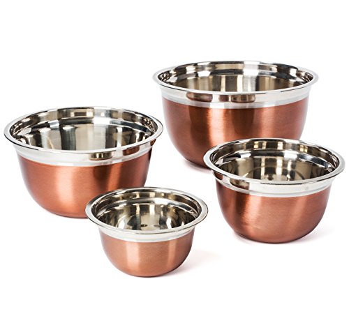Colleta Home Stainless Steel Mixing Bowls-4 Pc set- Stackable Nesting Bowls - Polished Matte Finish - Cookware Set