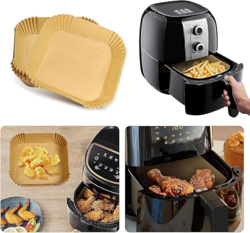 Air Fryer Liners Disposable Compatible with COSORI Air Fryer 6 Qt, 125 Pcs Unbleached Parchment Paper for 5-8 Qt 8 Inch Square Parchment Paper for Baking Non-Stick