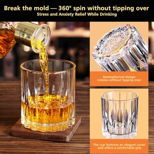 Ocean ice Whiskey Glasses, Bourbon Glass 11 oz, Whiskey Glasses Set of 2, Old Fashioned Glasses, Whisky Glass Sets, Rocks Glasses for Bourbon, Scotch, Cognac, Cocktails Dishwasher Safe Christmas
