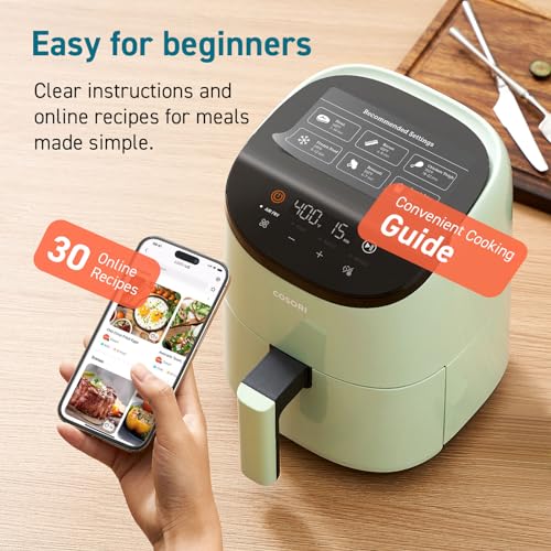 Cosori Lite 2.1 Qt Small Air Fryer, Max 400°F, 4-in-1, 97% less oil, Green