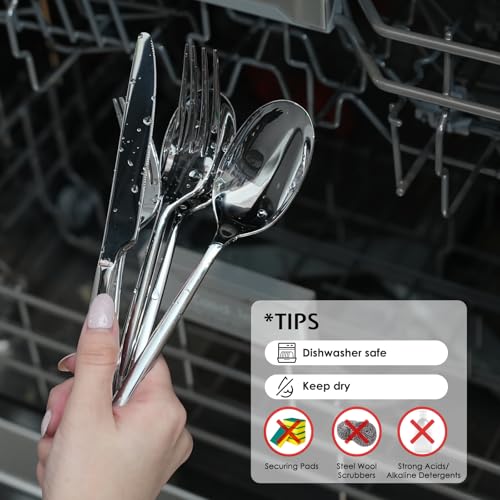 KINGSTONE Silverware Set, 40-Piece Forged Flatware Cutlery Set Premium Stainless Steel, Service for 8, for Home, Wedding, Party,Gift, Mirror Polished and Dishwasher Safe