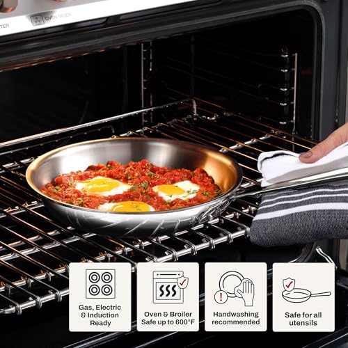 All-Clad D3® Stainless Steel 8 and 10 inch Frying Pans Set - Made in the USA- The Original Bonded Professional Cookware- Oven Safe & Induction Compatible