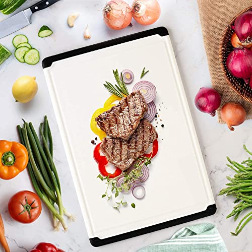 Extra Large Plastic Cutting Board for Kitchen - 18 Inch Dishwasher Safe Cutting Board, Reversible Chopping Board with Juice Groove + Non Slip Feet for Meat, Fruit, Vegetables, Meal Prep by Belwares