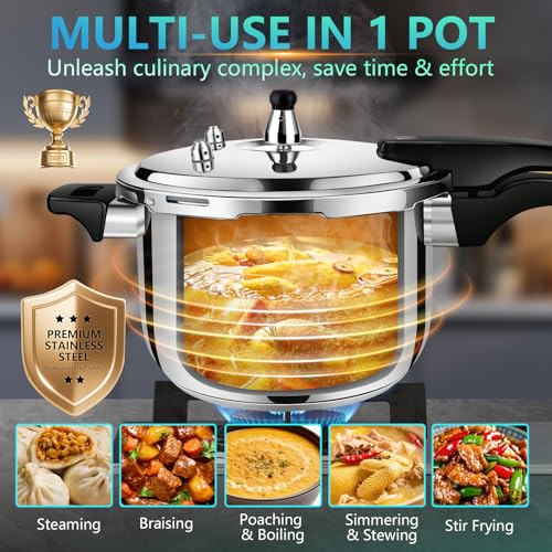 Premium Stainless Steel Small Pressure Cooker 3 quart | 8 Safety Features & Quick Cooking | stovetop pressure cookers;instant pot pressure cooker;olla de presion pressure cooker 3+qt mini
