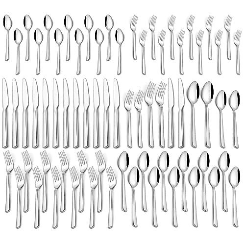 60 Piece Silverware Set For 12, Stainless Steel Flatware/Tableware Set Include Spoons/Forks/Knives, Yoehka Mirror Polished