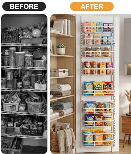 Apinol 8-Tier Over The Door Organizer Metal Hanging Spice Rack, White
