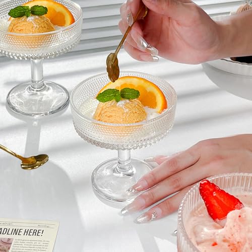 ZOOFOX Set of 6 Coupe Glasses, 7 oz Vintage Cocktail Coupe Glasses Set, Crystal Martini Glasses with Stem, Embossed Bar Drinking Glasses Set for Espresso Martini, Cosmopolitan, Manhattan, Gimlet