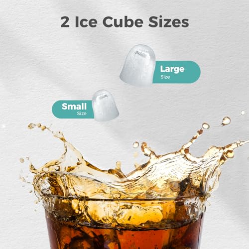 Countertop Portable Ice Maker Machine with Handle, 8 Bullet-Shaped Ice Cubes Ready in 6 Mins, 26Lbs/24H, Self-Cleaning Function with Ice Scoop and Basket for Home/Kitchen/Party (Black)