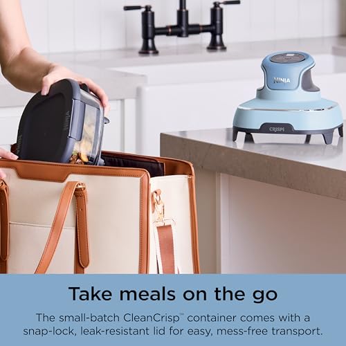 Ninja Crispi 4-in-1 Glass Air Fryer | 450°F | Non-Toxic | 4QT & 6-Cup Glass Containers w/Lids | Microwave, Freezer, Dishwasher Safe | Max Crisp, Air Fry, Bake, Recrisp | Periwinkle | FN101PL
