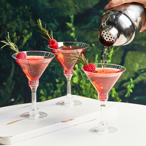 TOFLEN 40 Pack Plastic Martini Glasses 5 Oz Disposable Tall Mini Cocktail Cups Plastic Margarita Glasses Perfect for Spring Party, Birthday, Wedding, Easter