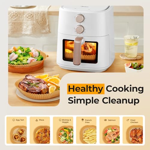 Air Fryer Paper Liners, 125Pcs Parchment Paper, Air Fryer Liners Disposable for Microwave, Non-Stick Air Fryer Liner Square Free of Bleach (8IN)