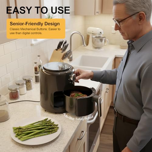 Compact Air Fryer Small 2QT, 4-in-1 Small Mini Airfryer, Bake, Roast, Reheat, 98% Less Oil, Adjustable Temperature Control w/ 60min Timer, Quiet, Nonstick & Dishwasher Safe Basket, BPA-Free, Black