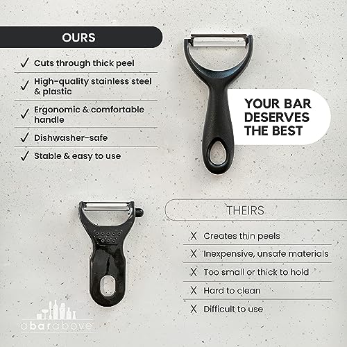 A Bar Above Gold Citrus Peeler, Stainless Steel Fruit Peeler for Garnishes, Cocktail Twists, Comfortable Grip Peeling Tool for Oranges, Lemons, Limes, Bartender Accessory, Kitchen Essentials, Silver