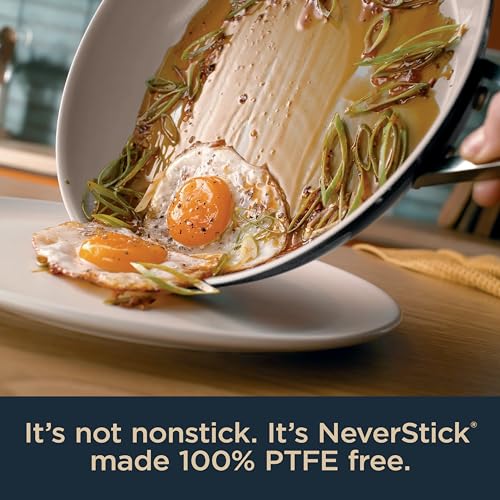 Ninja Ceramic Pro 10.25" Fry Pan, NonStick Pan, Nontoxic, PTFE Free, Ceramic Coated, Stainless Steel Handle, Stove & Oven Safe to 550°F, All Stovetops & Induction Compatible, Midnight Blue, CW30026MM