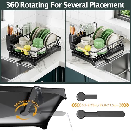 Epicano Dish Drying Rack for Kitchen Counter,Black,Large Capacity