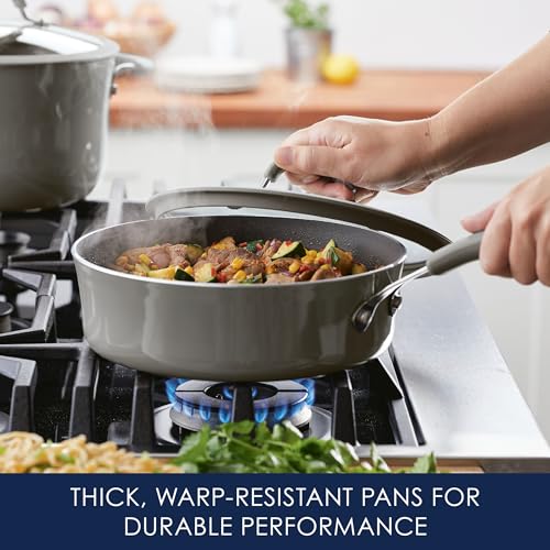 Rachael Ray Cook + Create Nonstick Sauté Pan with Lid, 3 Quart, Gray